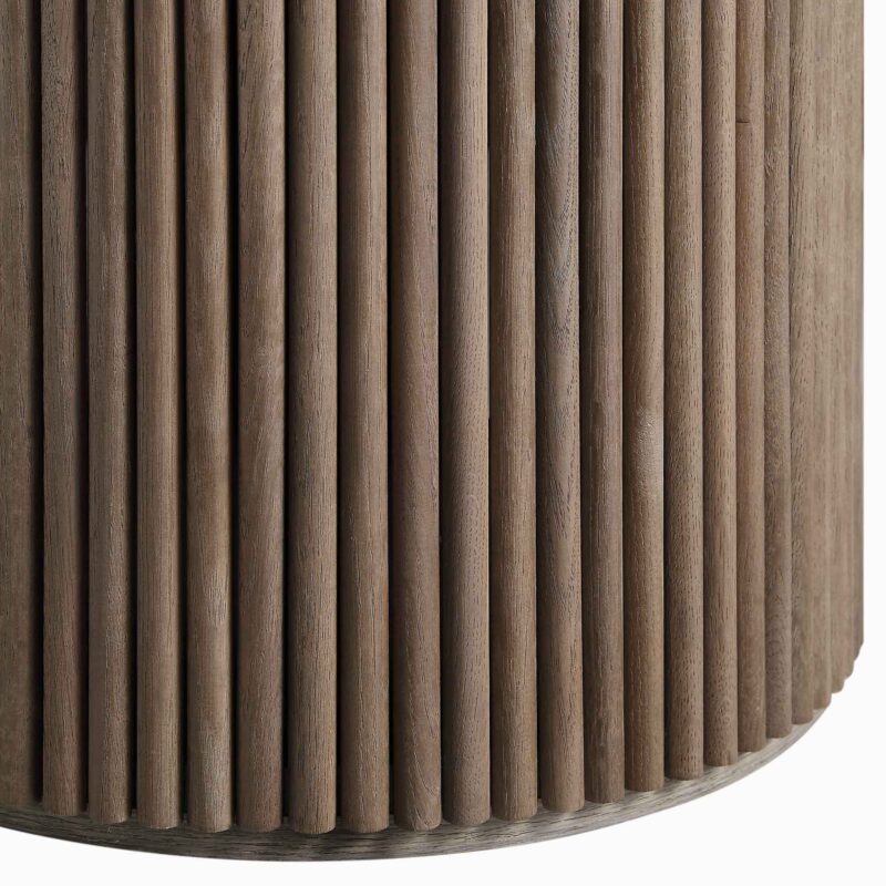 Maru Round Oak Pedestal Dining Table, Silver Oak - Image 8