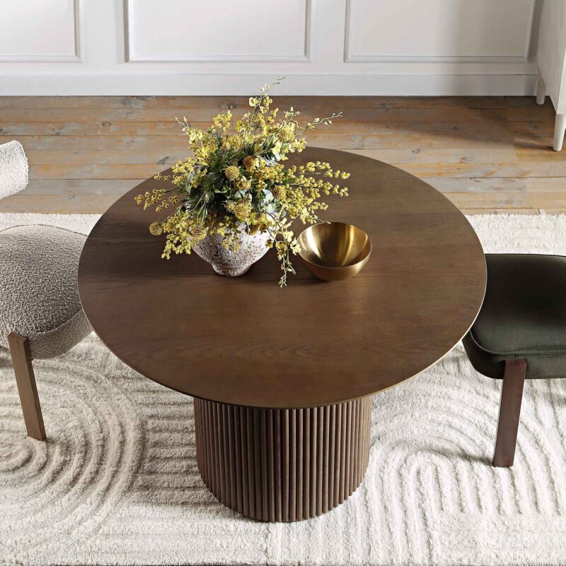 Maru Round Oak Pedestal Dining Table, Silver Oak - Image 2