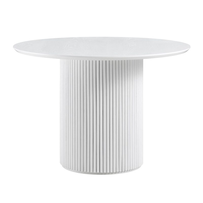 Maru Round Oak Pedestal Dining Table, Washed White - Image 3