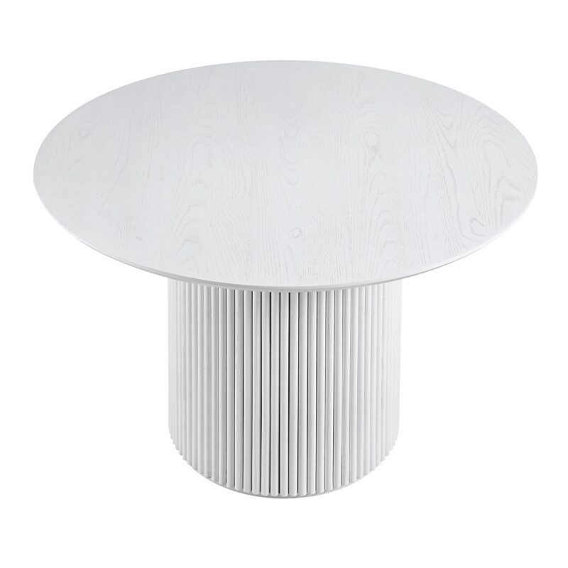 Maru Round Oak Pedestal Dining Table, Washed White - Image 4