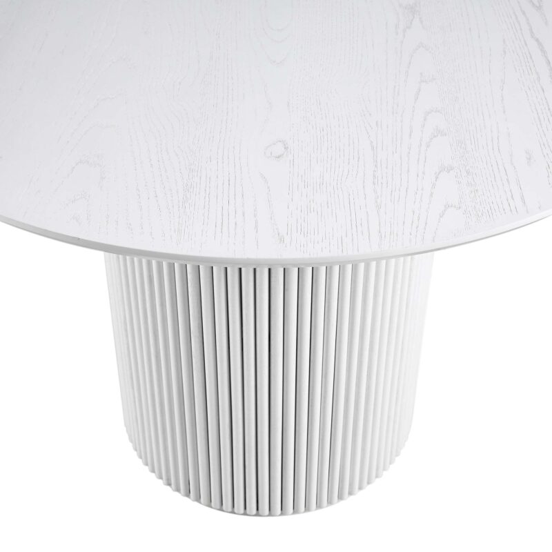 Maru Round Oak Pedestal Dining Table, Washed White - Image 7