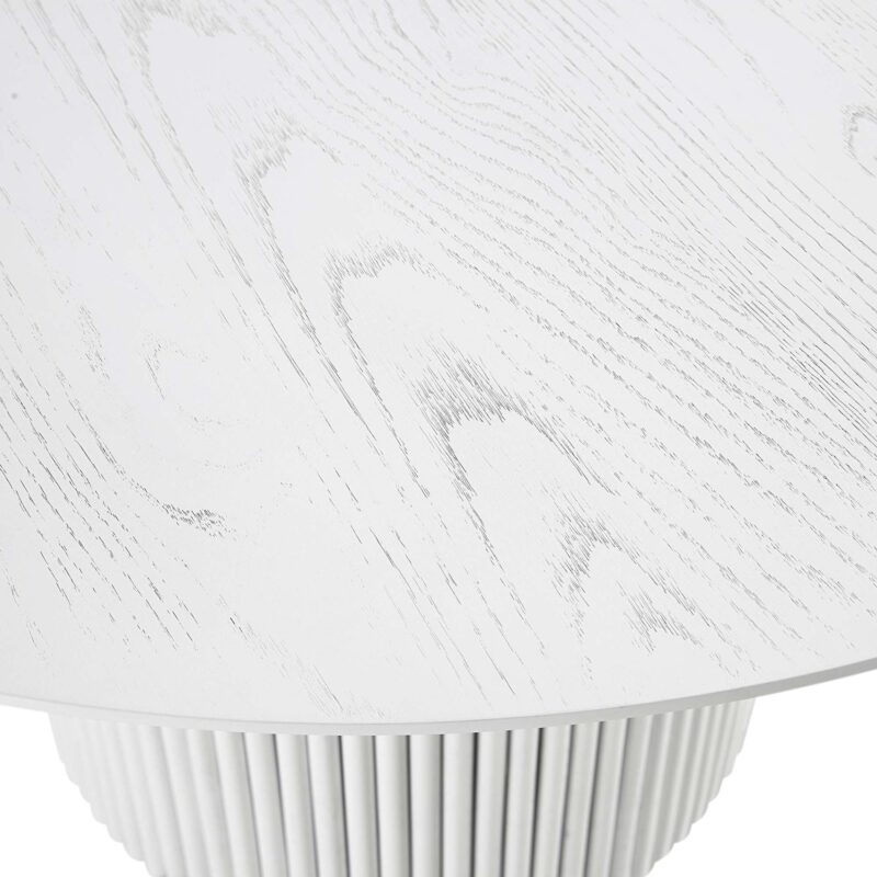 Maru Round Oak Pedestal Dining Table, Washed White - Image 8