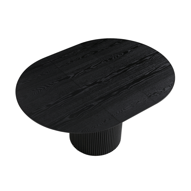 Maru Round 4-6 Seater Extending Oak Pedestal Dining Table, Black - Image 4