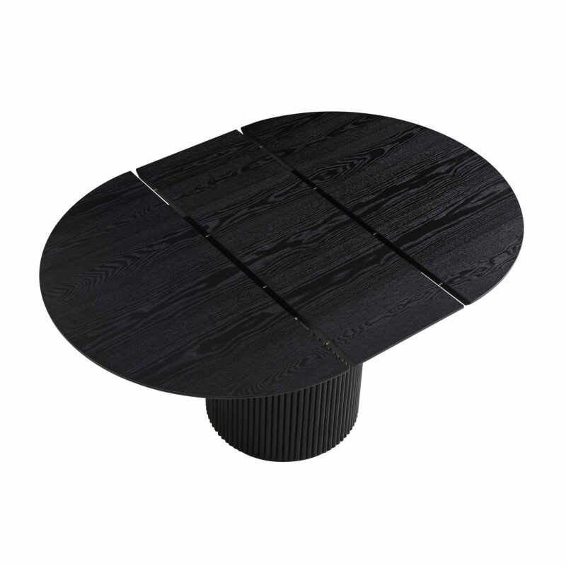 Maru Round 4-6 Seater Extending Oak Pedestal Dining Table, Black - Image 5