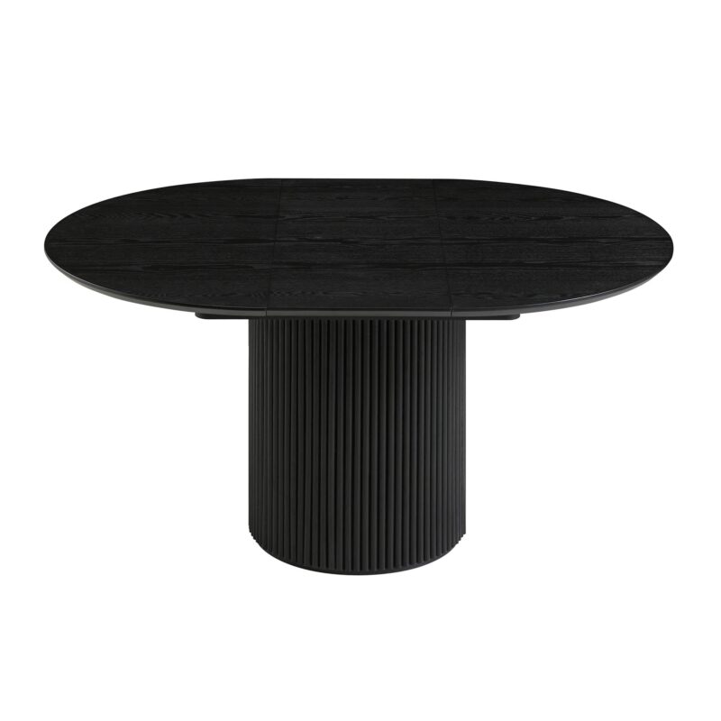 Maru Round 4-6 Seater Extending Oak Pedestal Dining Table, Black - Image 7