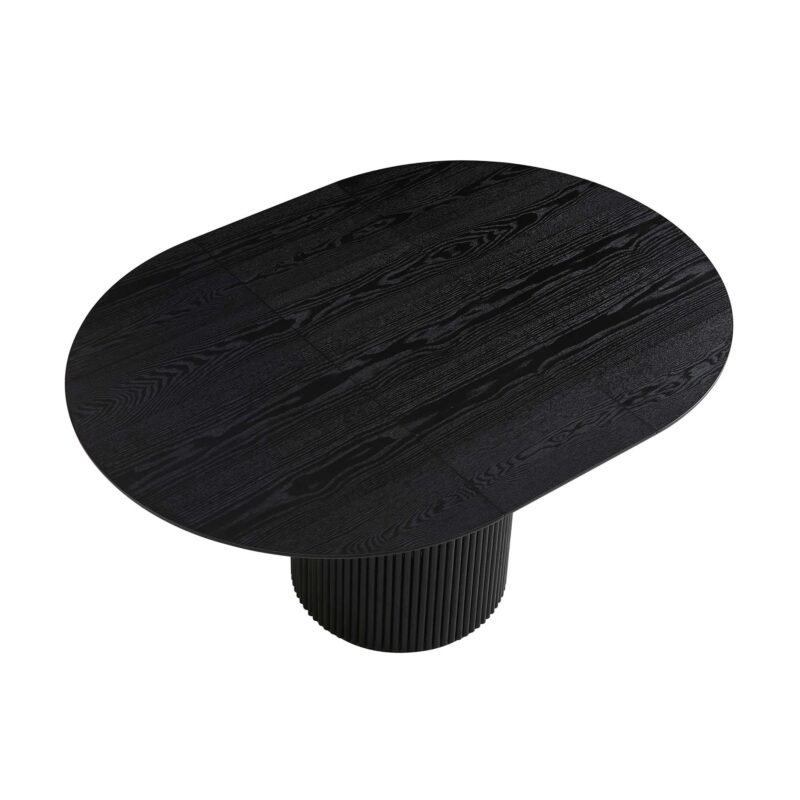 Maru Round 4-6 Seater Extending Oak Pedestal Dining Table, Black - Image 8