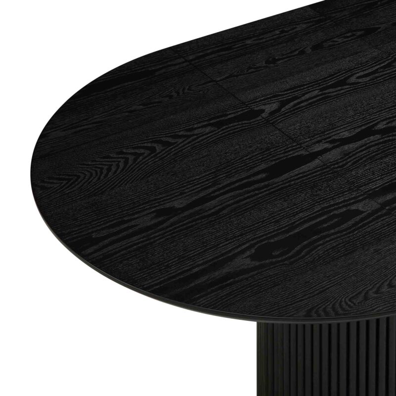 Maru Round 4-6 Seater Extending Oak Pedestal Dining Table, Black - Image 13