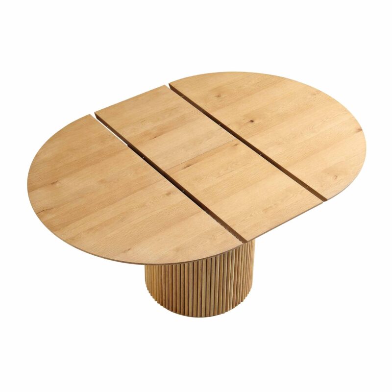 Maru Round 4-6 Seater Extending Oak Pedestal Dining Table, Oak - Image 9