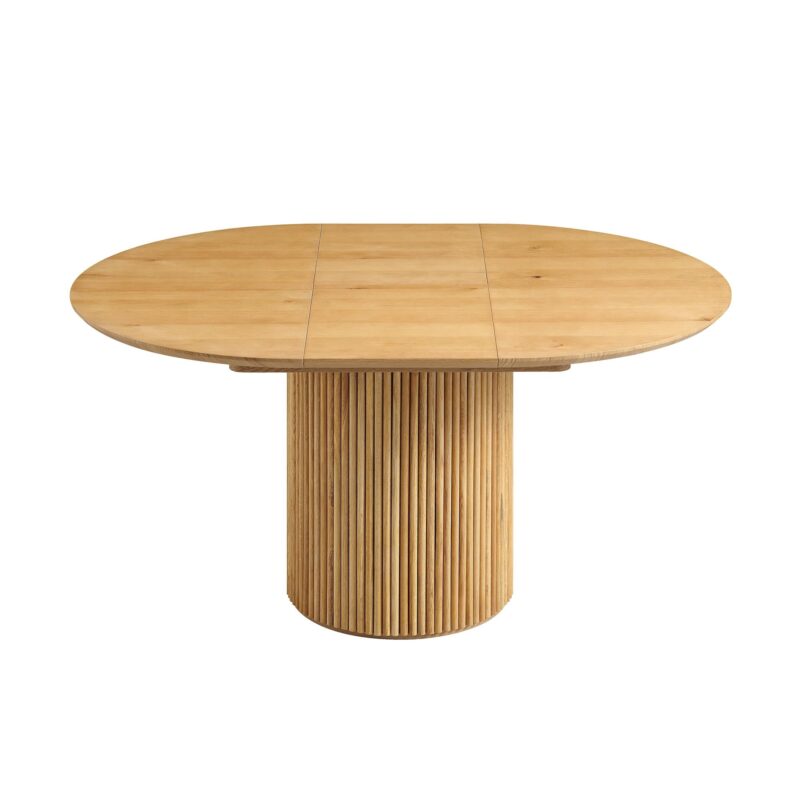 Maru Round 4-6 Seater Extending Oak Pedestal Dining Table, Oak - Image 10