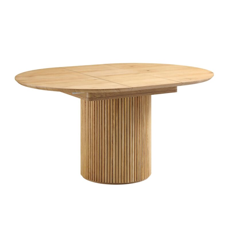 Maru Round 4-6 Seater Extending Oak Pedestal Dining Table, Oak - Image 11