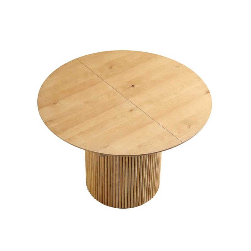 Maru Round 4-6 Seater Extending Oak Pedestal Dining Table, Oak - Image 12