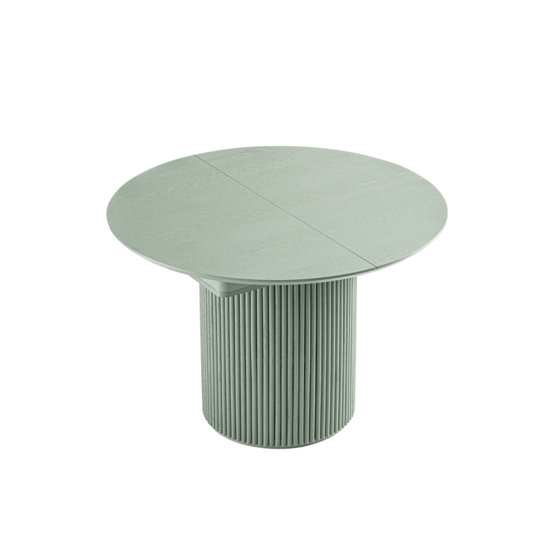 Maru Round 4-6 Seater Extending Oak Pedestal Dining Table, Sage Green - Image 4