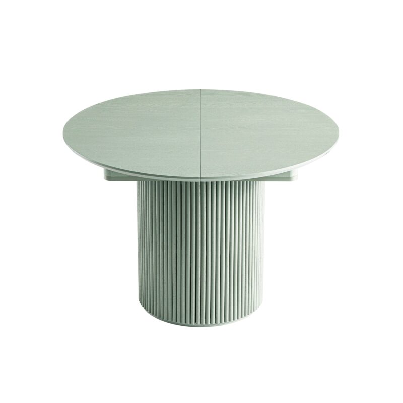 Maru Round 4-6 Seater Extending Oak Pedestal Dining Table, Sage Green - Image 7