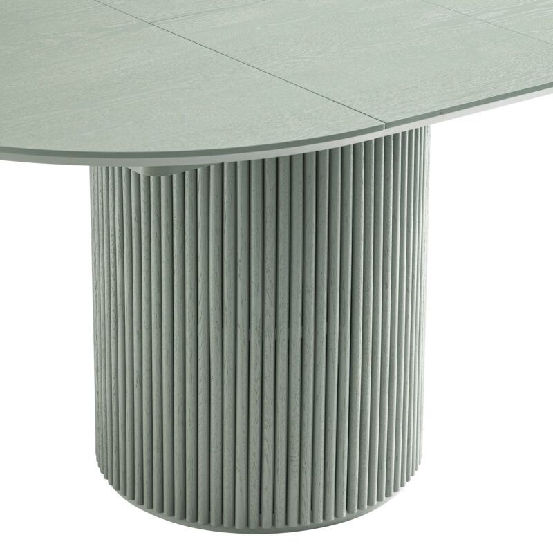 Maru Round 4-6 Seater Extending Oak Pedestal Dining Table, Sage Green - Image 8