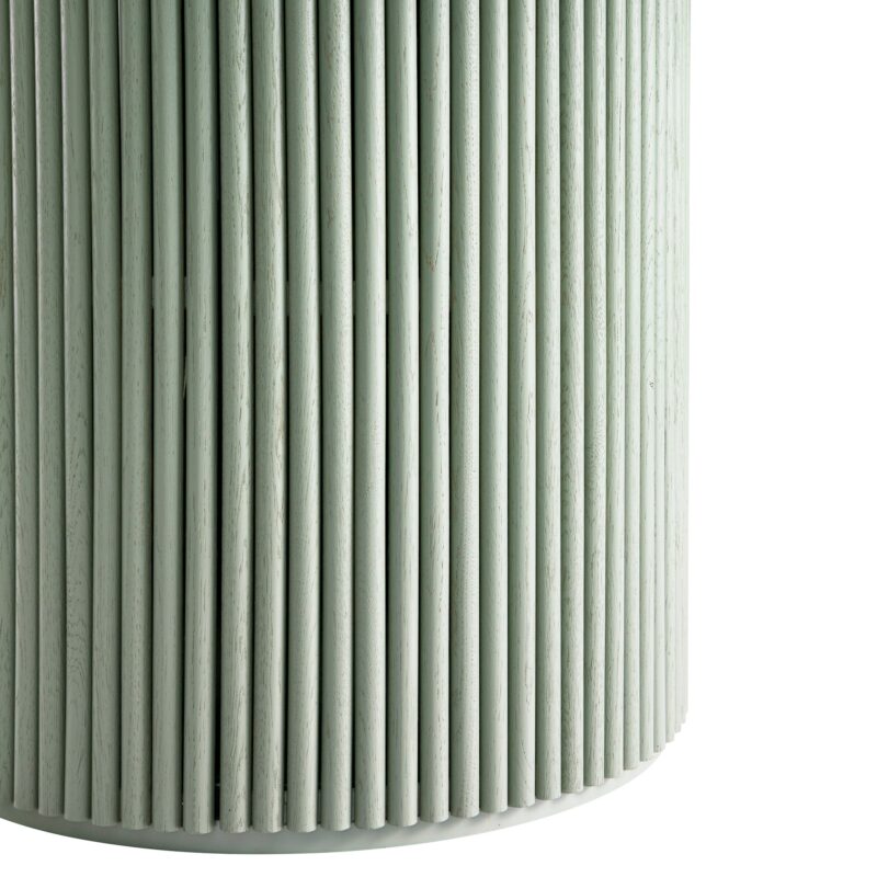 Maru Round 4-6 Seater Extending Oak Pedestal Dining Table, Sage Green - Image 9