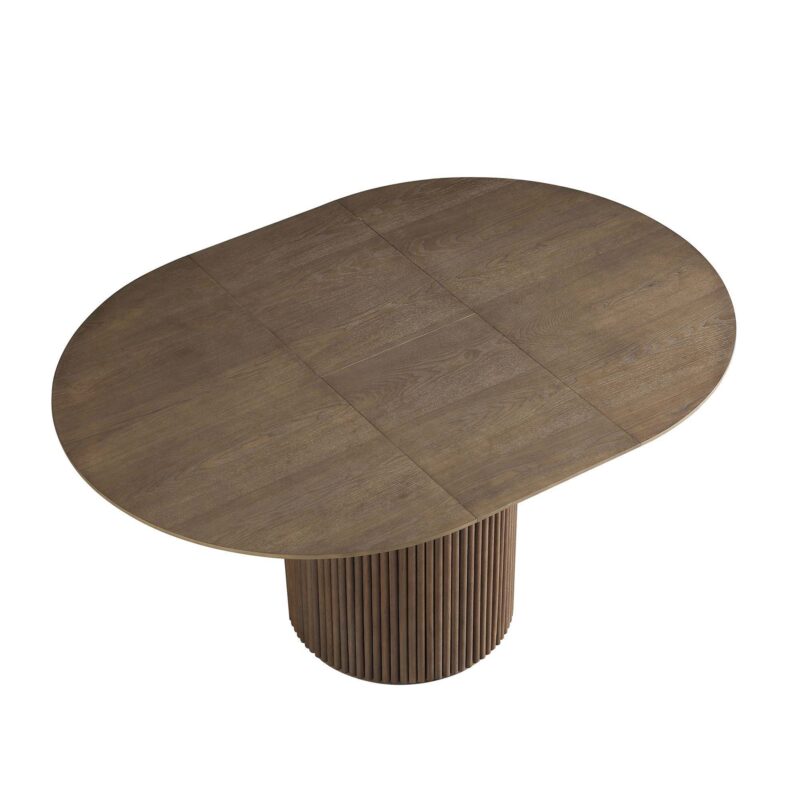 Maru Round 4-6 Seater Extending Oak Pedestal Dining Table, Silver Oak - Image 8