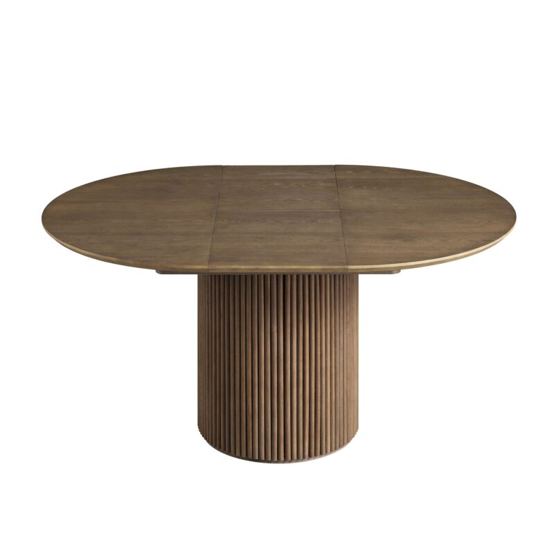 Maru Round 4-6 Seater Extending Oak Pedestal Dining Table, Silver Oak - Image 9