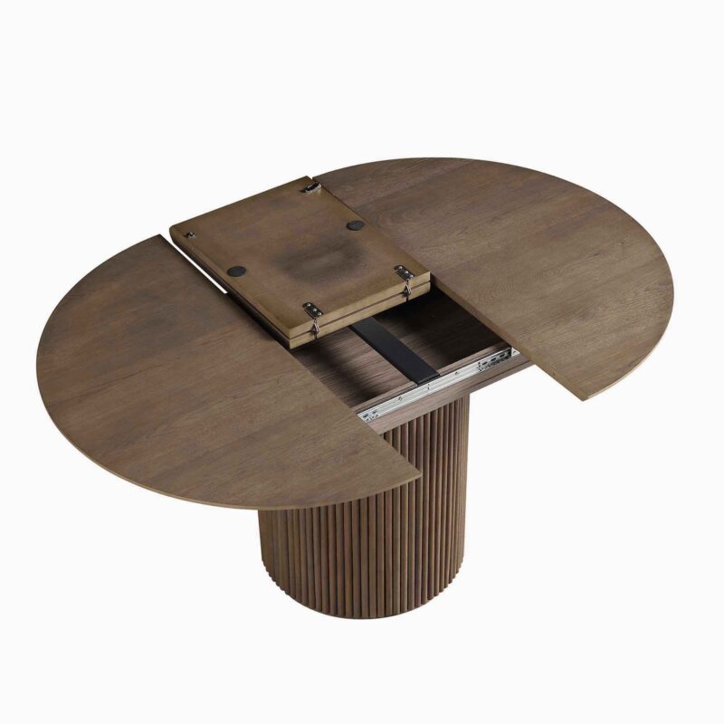 Maru Round 4-6 Seater Extending Oak Pedestal Dining Table, Silver Oak - Image 11