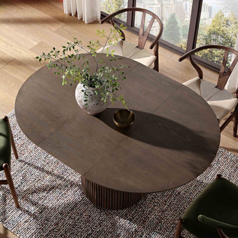 Maru Round 4-6 Seater Extending Oak Pedestal Dining Table, Silver Oak - Image 3