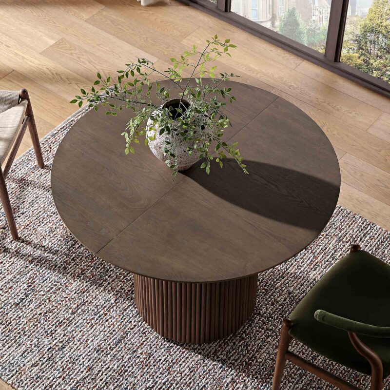 Maru Round 4-6 Seater Extending Oak Pedestal Dining Table, Silver Oak - Image 5