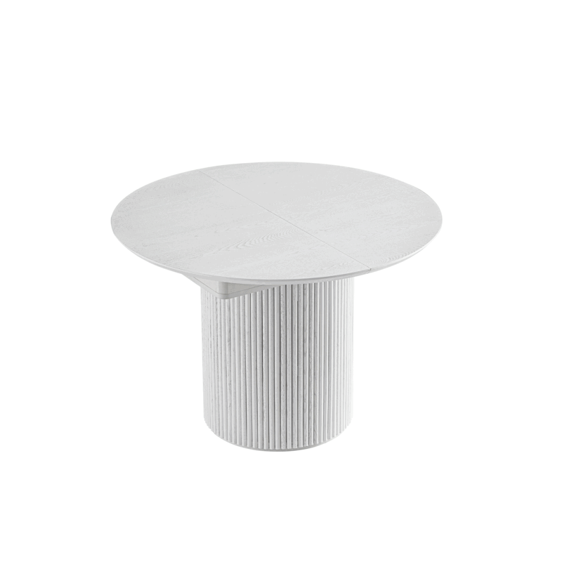 Maru Round 4-6 Seater Extending Oak Pedestal Dining Table, Washed White - Image 8