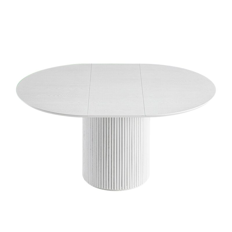 Maru Round 4-6 Seater Extending Oak Pedestal Dining Table, Washed White - Image 9