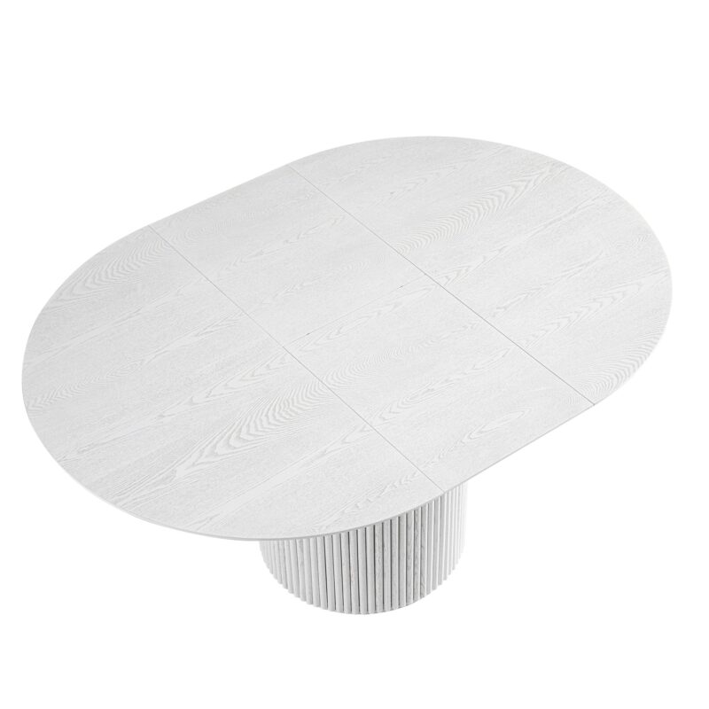 Maru Round 4-6 Seater Extending Oak Pedestal Dining Table, Washed White - Image 11