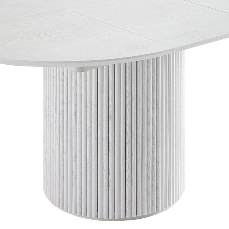 Maru Round 4-6 Seater Extending Oak Pedestal Dining Table, Washed White - Image 16