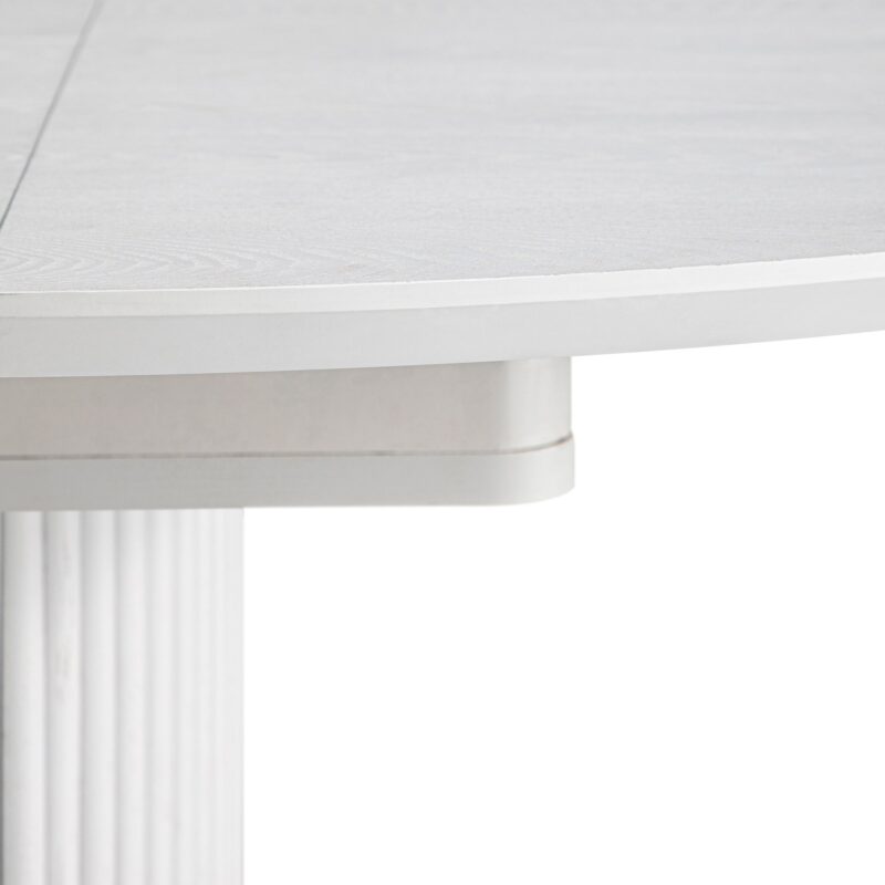 Maru Round 4-6 Seater Extending Oak Pedestal Dining Table, Washed White - Image 17