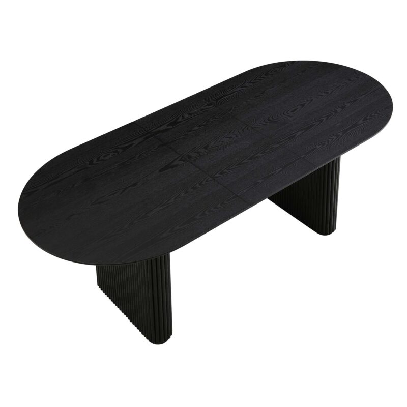 Maru Oval 6-8 Seater Extending Oak Pedestal Dining Table, Black - Image 9
