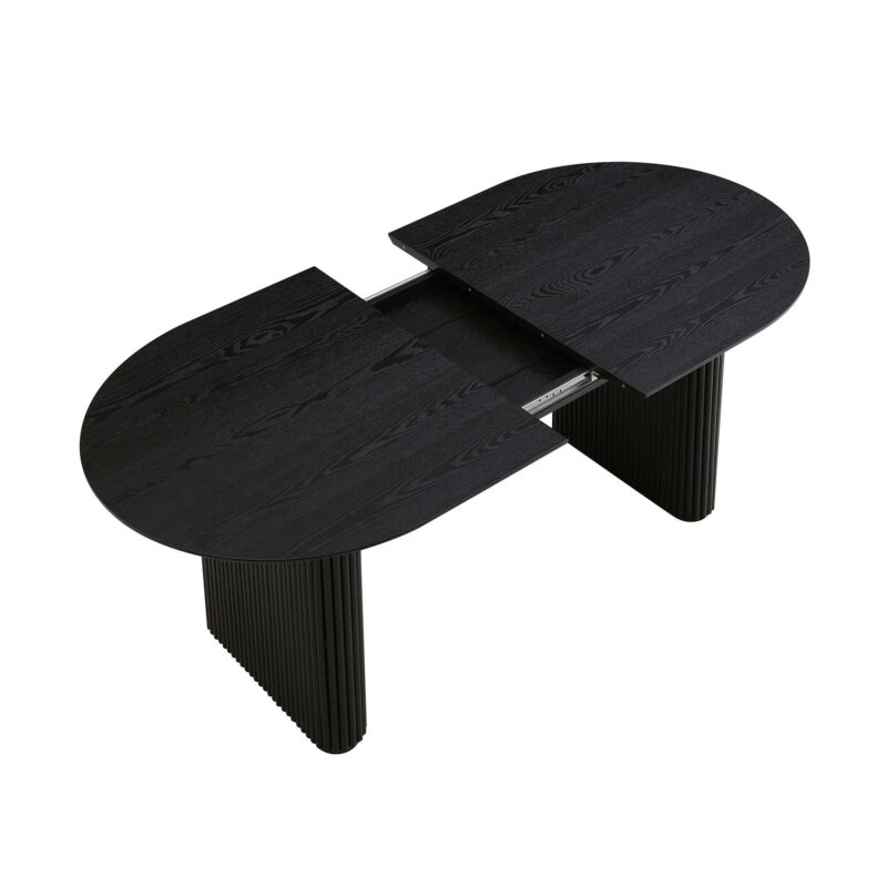 Maru Oval 6-8 Seater Extending Oak Pedestal Dining Table, Black - Image 12