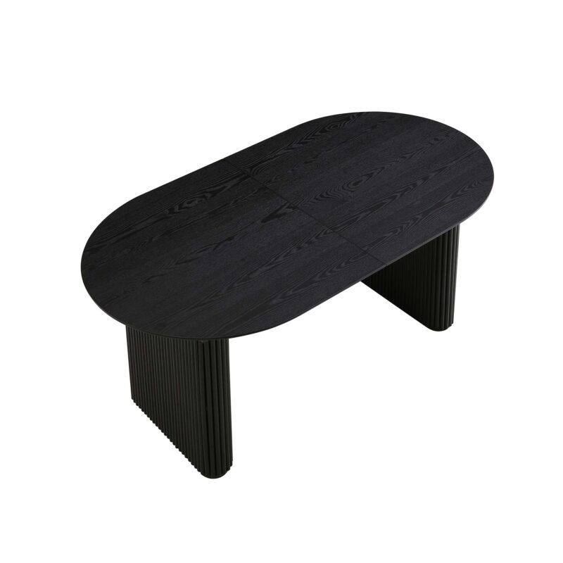 Maru Oval 6-8 Seater Extending Oak Pedestal Dining Table, Black - Image 13
