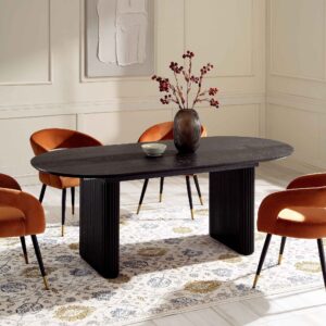 Maru Oval 6-8 Seater Extending Oak Pedestal Dining Table, Black