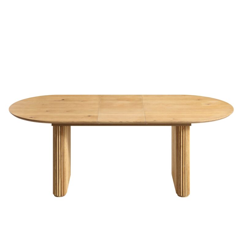 Maru Oval 6-8 Seater Extending Oak Pedestal Dining Table, Oak - Image 5