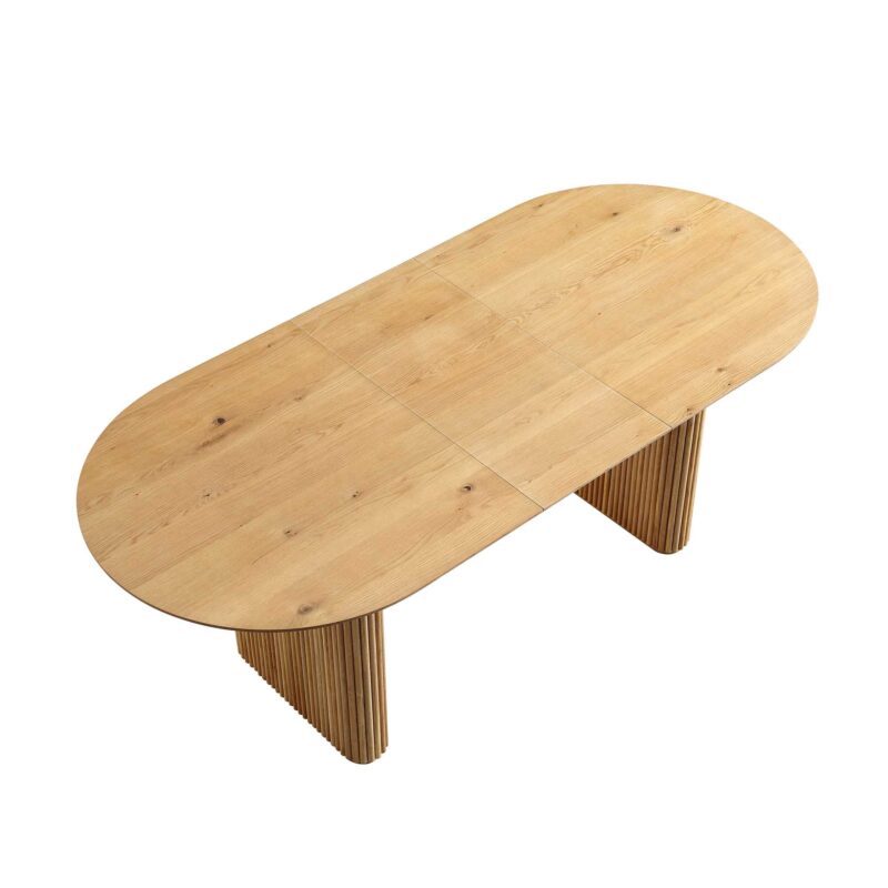 Maru Oval 6-8 Seater Extending Oak Pedestal Dining Table, Oak - Image 7