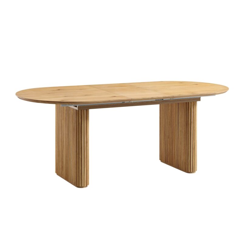 Maru Oval 6-8 Seater Extending Oak Pedestal Dining Table, Oak - Image 8