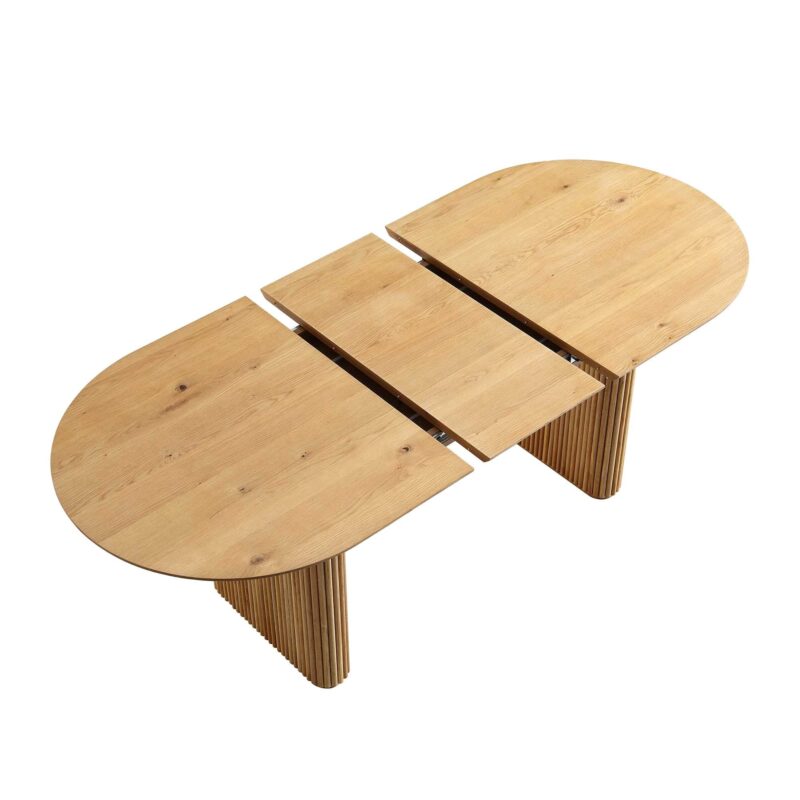 Maru Oval 6-8 Seater Extending Oak Pedestal Dining Table, Oak - Image 9
