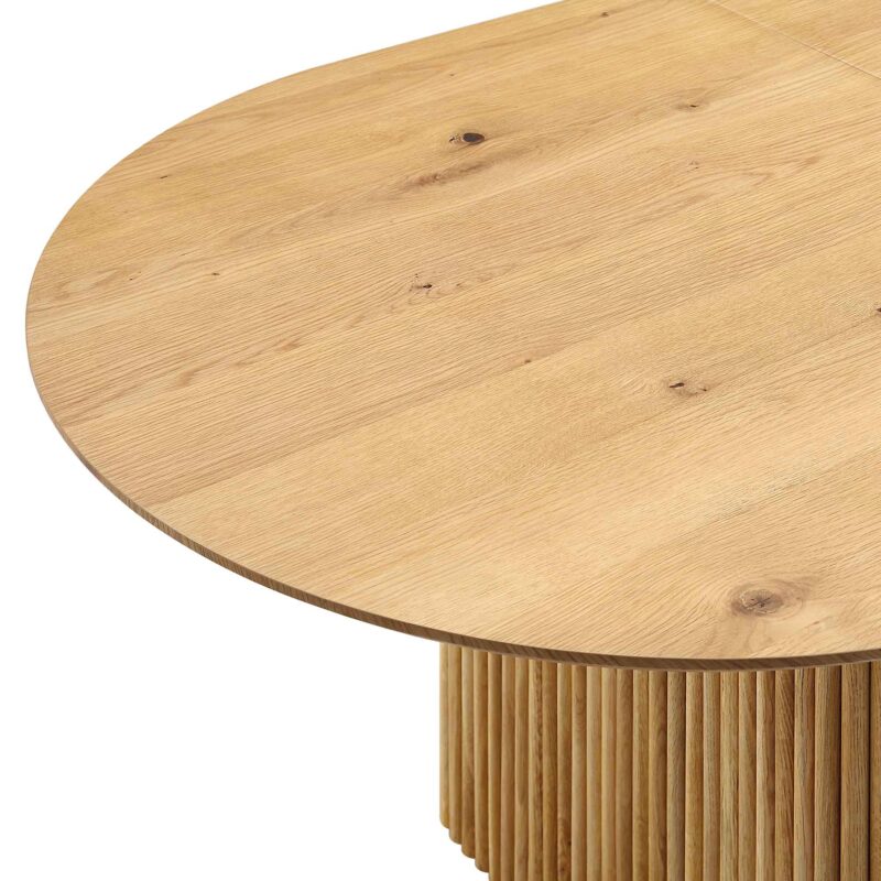 Maru Oval 6-8 Seater Extending Oak Pedestal Dining Table, Oak - Image 11