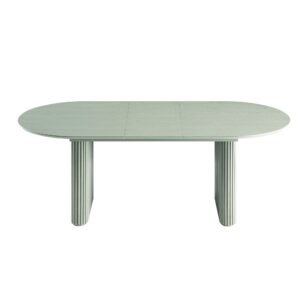 Maru Oval 6-8 Seater Extending Oak Pedestal Dining Table, Sage Green