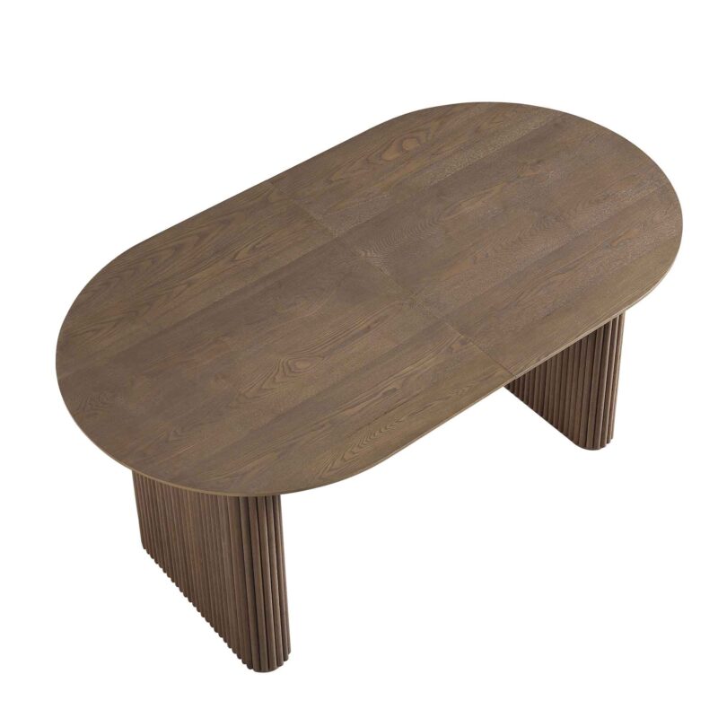 Maru Oval 6-8 Seater Extending Oak Pedestal Dining Table, Silver Oak - Image 12