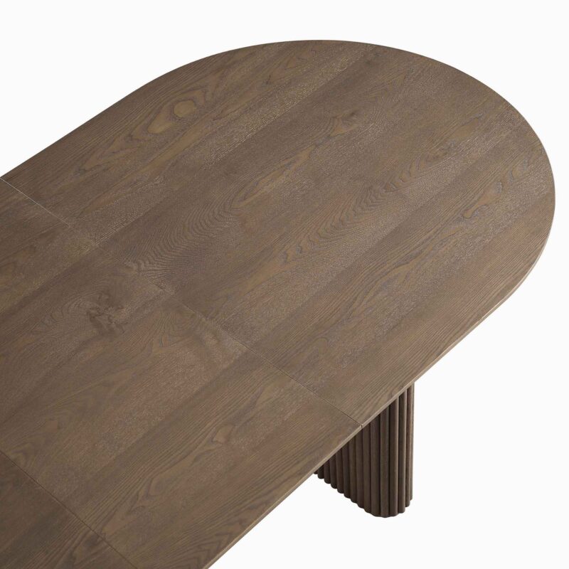 Maru Oval 6-8 Seater Extending Oak Pedestal Dining Table, Silver Oak - Image 13