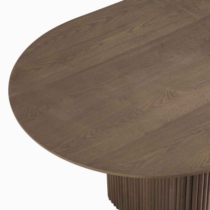 Maru Oval 6-8 Seater Extending Oak Pedestal Dining Table, Silver Oak - Image 15