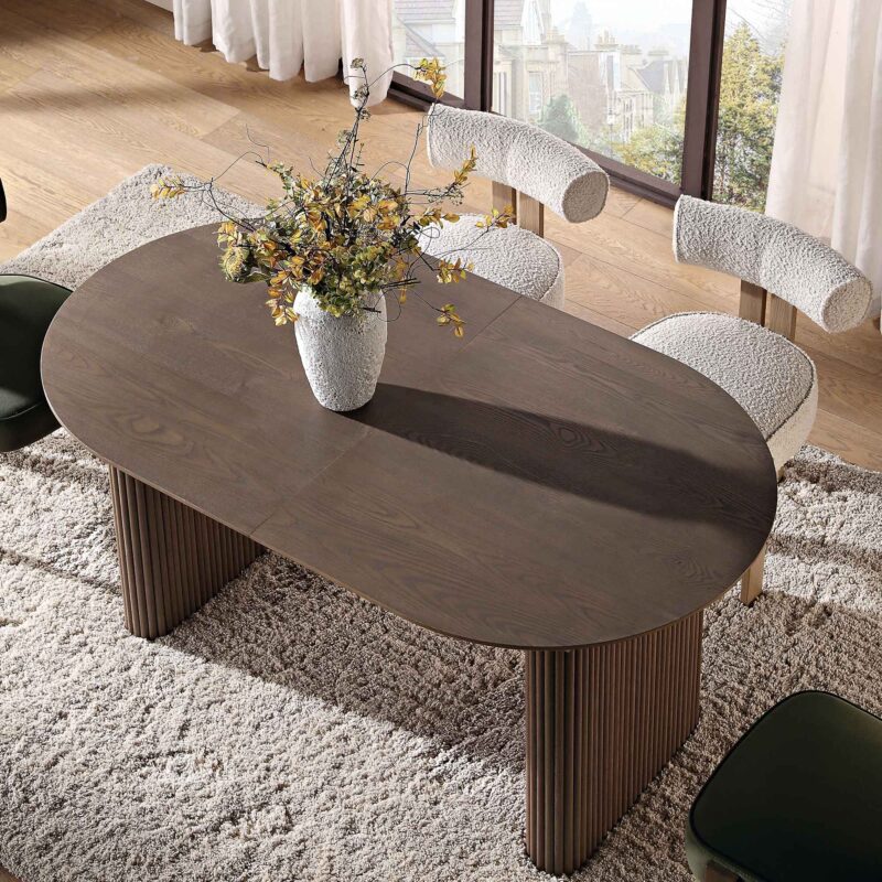Maru Oval 6-8 Seater Extending Oak Pedestal Dining Table, Silver Oak - Image 4