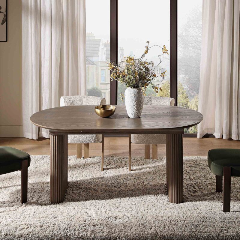Maru Oval 6-8 Seater Extending Oak Pedestal Dining Table, Silver Oak - Image 5