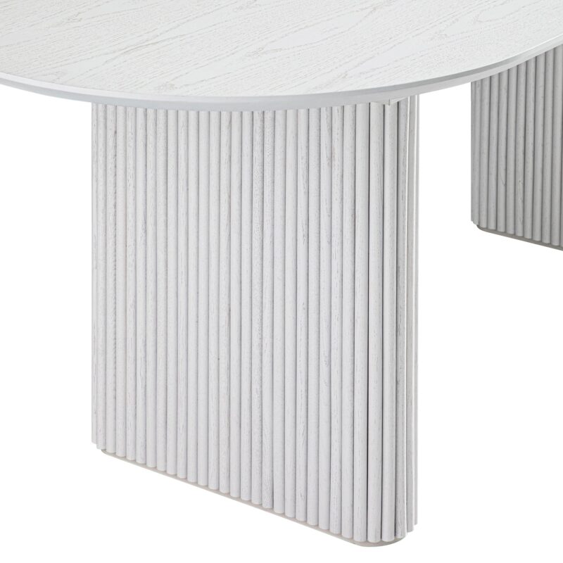 Maru Oval 6-8 Seater Extending Oak Pedestal Dining Table, Washed White - Image 10