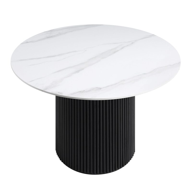 Maru Ceramic Top Black Pedestal Round Dining Table - Image 4