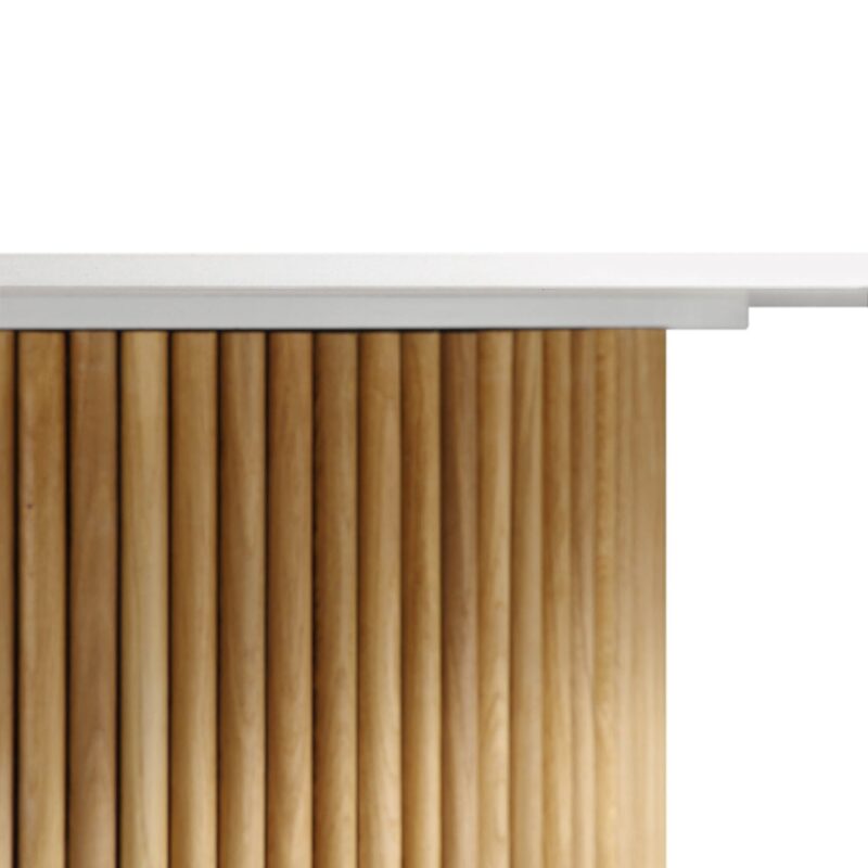 Maru Ceramic Top Oak Pedestal Round Dining Table - Image 6
