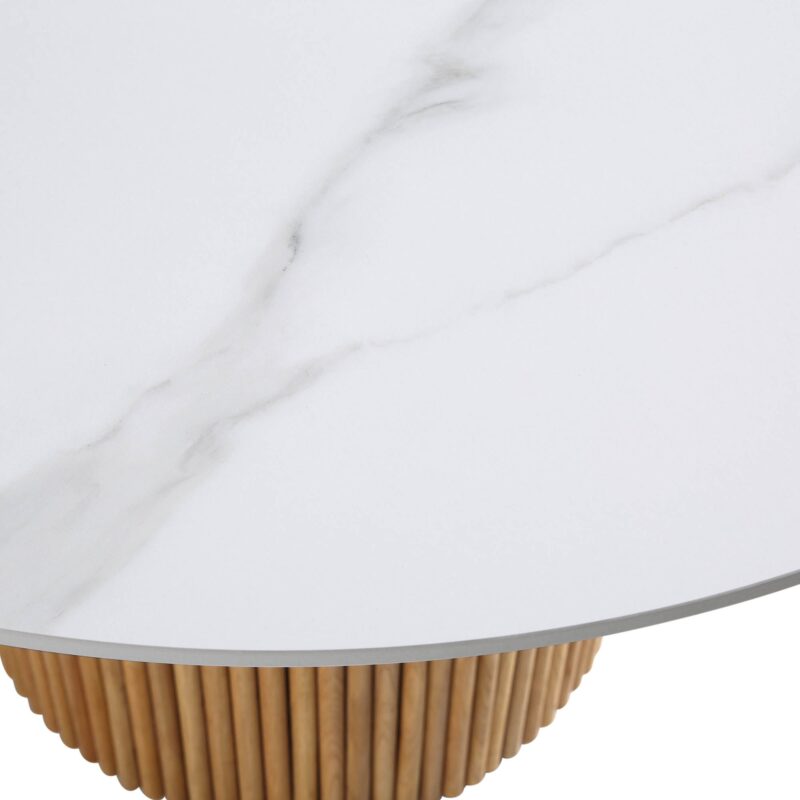 Maru Ceramic Top Oak Pedestal Round Dining Table - Image 9