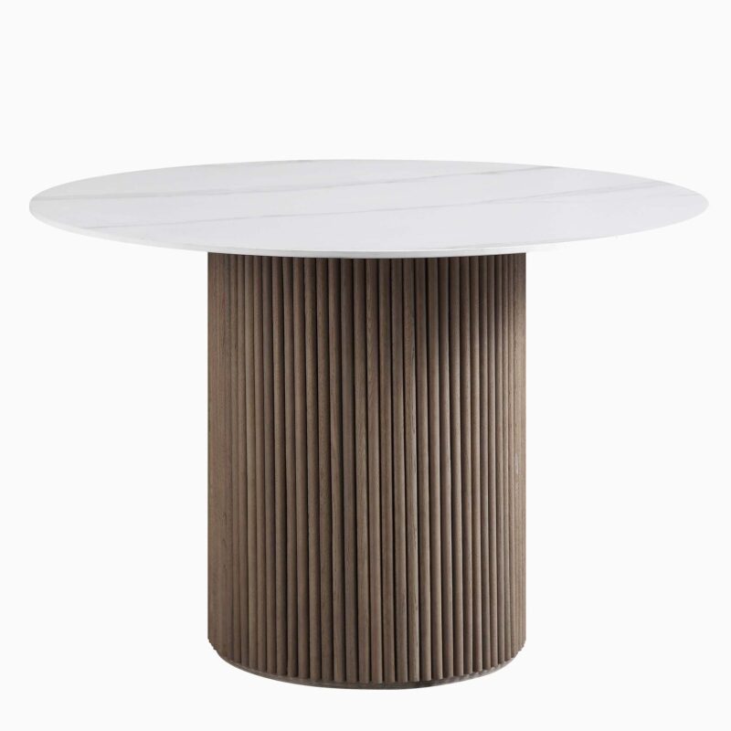 Maru Ceramic Top Silver Oak Pedestal Round Dining Table - Image 3