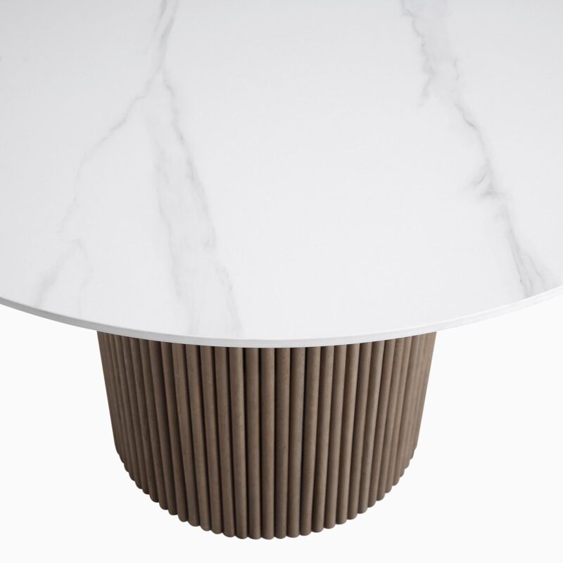 Maru Ceramic Top Silver Oak Pedestal Round Dining Table - Image 7